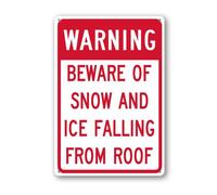 Geroclonup Beware Of Snow And Ice Falling From Roof Metal Sign Winter Decor 14x20cm Outdoor Aluminum Signs Yard Decor Garden Sign for Home Outside Farm Road Street