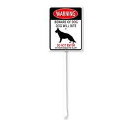Geroclonup Beware of The Dog Sign Warning Dog Sign German Shepherd Sign with Stake -17.5x22cm Rustproof Aluminum Sign for Lawn Garden, Easy to Install, Outdoor Use - Yard Sign