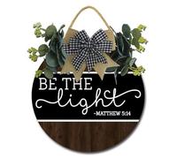 Geroclonup Bible Verse Sign Be The Light Sign 30cm Round Wooden Scripture Wall Art Inspirational Hanging Signs Rustic Wall Art Prayer Decorations for Christian Home