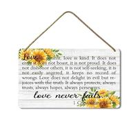Geroclonup Bible Verse Sign Love is Patient Wall Art Farmhouse Wall Decor 20x30cm Rustic Wood Hanging Sign Vintage Home Decor Wooden Farmhouse Plaque for Garden Home Dining Room Bedroom