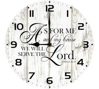 Geroclonup Bible Verse Wall Clock As For Me And My House We Will Serve The Lord Sign 25cm Silent Non Ticking Battery Operated Clocks Farmhouse Round Wood Wall Art for Living Room Bedroom Office