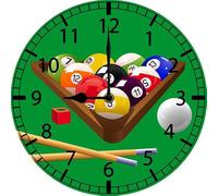 Geroclonup Billiard Ball Wall Clock Billiard Wall Clocks 25cm Snooker Wood Clock Battery Operated Non-Ticking Vintage Wood Clock for Wall Living Room Kitchen Bedroom Decor