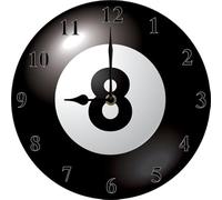 Geroclonup Billiard Eight Ball Wall Clock Pool Room Decor Billiards Gifts For Men Billiard Hall Decoration 25x25 CM Silent Non Ticking Battery Operate Man Cave Garage Decor