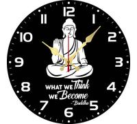 Geroclonup Buddha Wall Clock Buddha Inspirational Quote Wall Art 30cm Silent Non Ticking Wooden Clocks for Meditation Room Chakra Decor Zen