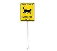 Geroclonup Cat Sign Drive Slowly Watch For Cats Sign with Stake 20x30cm Yard Sign Aluminum Outdoor Decoration Sign Rustproof Sturdy Aluminum Sign for Outdoor Use Easy Install