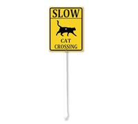 Geroclonup Cat Sign Slow Cat Crossing Sign with Stake Outdoor Sign 20x30cm Yard Sign Rustproof Outdoor Aluminum Sign for Garden Lawn Street Outdoor