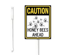 Geroclonup Caution Honey Bees Ahead Yard Sign with Stakes 20x30cm Bee Decorations Sturdy Aluminum Lawn Signs Durable Outdoor Metal Warning Sign Bee Yard Sign for Outdoor Garden