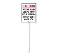 Geroclonup Caution Paths And Steps May Be Slippery When Wet Or Icy Sign With Metal Stake,7" x 21.6" Aluminum Yard Sign for Street, Garden Lawn Neighborhoods