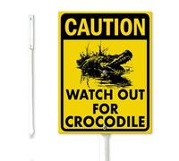 Geroclonup Caution Watch Out For Crocodile Yard Sign with Stakes 20x30cm Sturdy Aluminum Yard Signs Fade Resistant Outdoor Warning Sign for Lawn Garden Easy Install