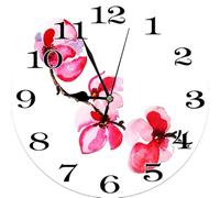 Geroclonup Cherry Blossom Wall Clocks Battery Operated Silent Non-Ticking,Vintage Round Floral Clock Decorative for Home Kitchen Living Room Office Bathroom Bedroom(10 Inch)