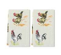 Geroclonup Chicken Sign Chicken Kitchen Towels-Housewarming Gifts for Chicken Decorations Funny Hand Towels Set of 2-Chicken Kitchen Decor Dish Tea Towels for Bathroom 40X60cm