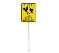 Geroclonup Chicken Sign Please Close The Gate Behind You Sign with Stake 20x30cm Yard Sign Aluminum Outdoor Decoration Sign Rustproof Sturdy Aluminum Sign for Outdoor Use Easy Install Set of 1