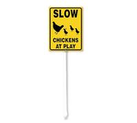 Geroclonup Chicken Sign Slow Chickens at Play Sign with Stake 20x30cm Funny Yard Sign Sturdy Aluminum Yard Sign Rust Free Yard Sign Fade Resistant Lawn Sign for Outdoor Use Chicken Lovers