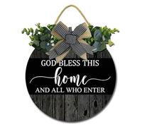 Geroclonup Christian Decor Welcome Door Sign Bless This Home and All Who Enter Sign 28cm Rustic Hanging Wall Plaque Wood Signs Blessed Family Signs for Home Housewarming Gifts