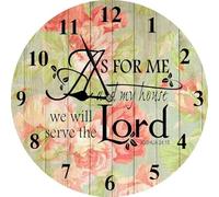 Geroclonup Christian Home Decor Christian Wall Art Wooden Bible Verses Wall Clocks As for Me and My House We Will Serve The Lord Wall Art Farmhouse Rustic Bible Verse Sign for Kitchen Room 25cm