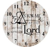 Geroclonup Christian Home Decor Christian Wall Art Wooden Bible Verses Wall Clocks As for Me and My House We Will Serve The Lord Wood Sign Farmhouse Rustic Bible Verse Sign for Kitchen Room 25cm