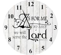 Geroclonup Christian Home Decor Christian Wall Art Wooden Bible Verses Wall Clocks As for Me and My House We Will Serve The Lord Wall Sign Farmhouse Rustic Bible Verse Sign for Kitchen Room 25cm