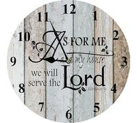 Geroclonup Christian Home Decor Christian Wall Art Wooden Bible Verses Wall Clocks As for Me and My House We Will Serve The Lord Wall Decor Farmhouse Rustic Bible Verse Sign for Kitchen Room 25cm