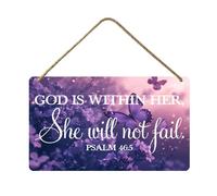 Geroclonup Christian Signs God is Within Her She Will Not Fail Wood Sign 20x30cm Bible Verses Hanging Wall Wood Plaque Butterfly Decor Scripture Wall Decor for Farmhouse Christian Gift