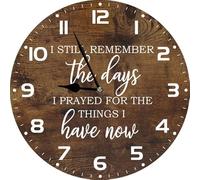 Geroclonup Christian Wall Clocks Wooden Bible Verses Wall Clocks I Still Remember the Days I Prayed for What I Have Now Sign Farmhouse Rustic Bible Verse Sign for Kitchen Room 25cm