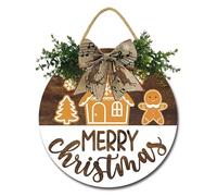 Geroclonup Christmas Decorations Christmas Wooden Hanging Sign Gingerbread Welcome Sign for Front Door Christmas Wreath Decorations for Door Window, Wall, Indoor Outdoor Home Decor Holiday 28cm