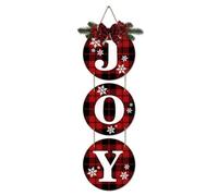 Geroclonup Christmas Decorations - Joy Sign - Buffalo Check Plaid Wreath for Front Door - Rustic Burlap Wooden Holiday Decor for Home Window Wall Farmhouse Indoor Outdoor
