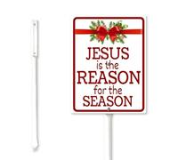 Geroclonup Christmas Jesus Is The Reason for The Season Yard Sign with Stake - 20x30cm Sturdy Aluminum, Rust Free Metal Lawn Plaque for Outdoor Road
