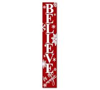 Geroclonup Christmas Porch Sign Welcome Sign for Front Porch Believe in the Magic Porch Sign Large Wooden Vertical Sign For Patio Front Door Porch Wall Yard 20x160cm