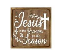Geroclonup Christmas Sign Christmas Decor Christmas Wood Sign Jesus Is The Reason For The Season Wall Decor Christmas Wall Art Prints for Home Office Decorations Christmas Signs Paintings 20cm