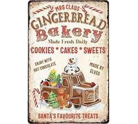 Geroclonup Christmas Sign Christmas Home Decor Gingerbread Bakery Sign Metal for IndoorOutdoor Farmhouse Signs Porch 20x30cm