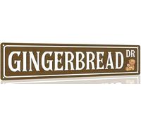 Geroclonup Christmas Sign Gingerbread Dr Christmas Metal Sign Vintage Print Art Poster Tin Plaque for Home Farmhouse Kitchen Patio Yard Cafe Bar Front Door Wall Decor 10x40cm