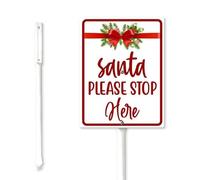 Geroclonup Christmas Sign Santa Please Stop Here Yard Sign with Stake 20x30cm Sturdy Aluminum Sign Rust Free Metal Lawn Sign Yard Plaque Sign for Yard Road Outdoor