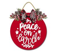 Geroclonup Christmas Wreath Front Door Sign Christmas Nativity Sign Peace On Earth Sign Round Wooden Christmas Decorations for Holiday Door Wall Indoor Outdoor 30x30cm