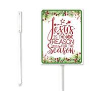 Geroclonup Christmas Yard Sign Jesus Is The Reason For The Season Yard Sign with Stake 20x30cm Christmas Decorations Sturdy Aluminum Yard Sign Lawn Decoration for Holiday Lawn Garden Outdoor Use