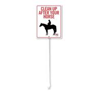 Geroclonup Clean Up After Your Horse Yard Sign with Metal Stake Aluminum No Poop Yard Signs for House Lawn, Protect Your Grass & Property 8x12 inches