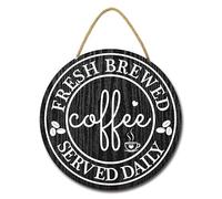 Geroclonup Coffee Bar Sign Wall Decor Fresh Brewed Coffee Served Daily Wall Decor Coffee Station Decor Coffee Decorations Accessories Vintage Coffee Bar Wood Plaque Hanging Sign for Kitchen 30cm