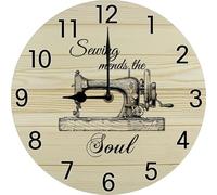 Geroclonup Craft Room Wall Clock Funny Gift for Wife Mom Crafting Gifts for Women Mom Sewers Vintage She Shed Craft Room Decorations Rustic Wood Clock Silent Non Ticking Battery Operated 25x25CM