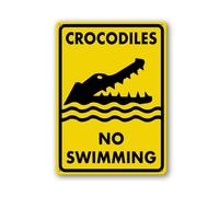 Geroclonup Crocodiles No Swimming Sign 20x30cm Metal Reflective Sturdy Rust Aluminum Waterproof Easy to Install Outdoor Use