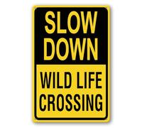 Geroclonup Crossing Sign Slow Down Wildlife Crossing Sign Slow Sign Metal Sign Street Sign Road Sign 30x40cm Rust Free Aluminum Sign for Outdoor Yard Home Wall Easy to Mount