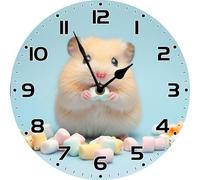 Geroclonup Cute Guinea Pig Wall Clock with Black Hour Hand Non-Ticking Silent Wooden Wall Clock Art Decoration for Home Farmhouse Bedroom 25cm