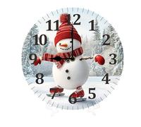 Geroclonup Cute Snowman Xmas Forest Wall Clock Non Ticking Silent Kitchen Clock Large Decorative Battery Operated Clocks 10 inch for Living Room Bedroom Decor