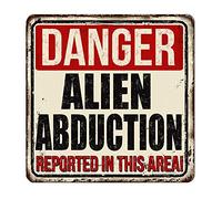 Geroclonup Danger Alien Abduction Retro Metal Sign Vintage Tin Sign Backyard Bar Sign for Plaque Poster Cafe Wall Art Gift 8x8 Inches