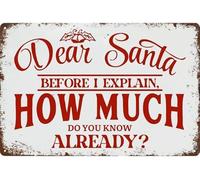 Geroclonup Dear Santa Before I Explain How Much Do You Know Already Metal Tin Sign Christmas Retro Wall Decor for Bar Cafe Art Winter - 30x40cm Funny Chrsitmas Sign