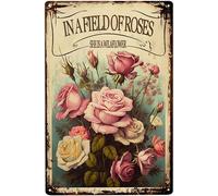 Geroclonup Decor 20x30cm Creative Metal Tin Sign In A Field Of Rose She Is A Wildflower Funny Tin Sign Summer Wall Decor Farmhouse Decor For Home Cafes Office Store Pubs Club Sign Gift