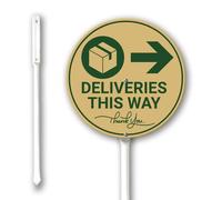 Geroclonup Deliveries This Way Yard Sign with Stakes Left Arrow Signs 23cm Round Sturdy Aluminum Yard Signs Rustproof Outdoor Aluminum Sign for Lawn Garden Decor