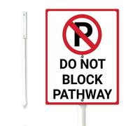 Geroclonup Do Not Block Pathway Yard Sign with Metal Stakes 11.5x15cm Fade Resistant Sturdy Aluminum Yard Signs Metal Block Sign for Lawn Backyard Outdoor Decorations