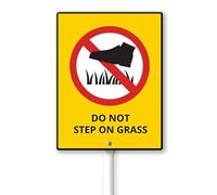 Geroclonup Do Not Step On The Grass Yard Sign with Stakes 4.6in×6in, Sturdy Aluminum Yard Signs Rust Free, Notice and Reminder to the Public Perfect for Habitat Enhancement Areas and Parks