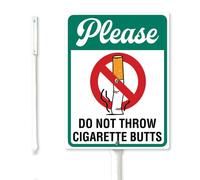 Geroclonup Do Not Throw Cigarette Butts Yard Sign with Metal Stakes 11.5x15cm Rustproof Sturdy Aluminum Lawn Signs Yard Stand for Garden Backyard Outdoor Decorations