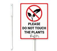 Geroclonup Do Not Touch The Plants Yard Sign with Stake 11.5x15cm Sturdy Aluminum Rustproof Outdoor Lawn Decor for Garden Front Door Outdoor Use Easy to Install