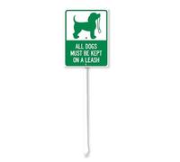 Geroclonup Dog Yard Sign All Dogs Must Be Kept On A Leash Sign with Stake Outdoor Aluminum Yard Sign Rustproof Aluminum Metal Sign Fade Resistant Lawn Decoration for Outdoor 20x30cm